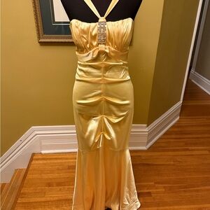 Glamorous Yellow Satin Prom Dress